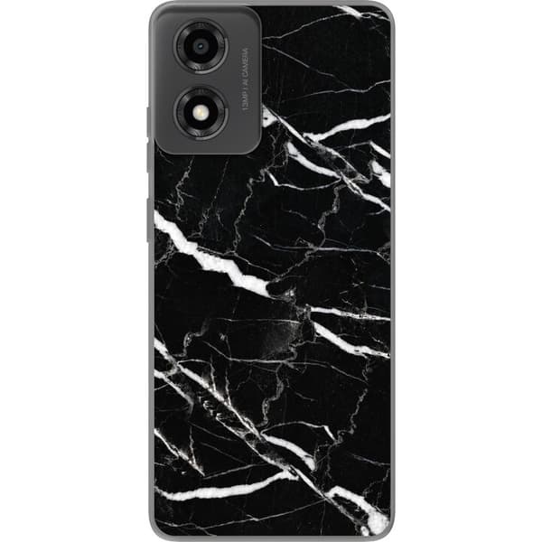 Kompatibel Mobilcover til Motorola Moto E14 Sort marmorgrafik sort