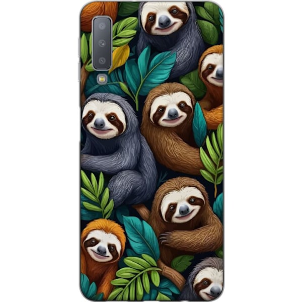 Samsung Galaxy A7 (2018) Gennemsigtig cover Sengångarstil - afslappet motiv med sød dovendyr