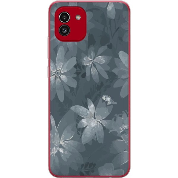 Samsung Galaxy A03 Genomskinligt Skal Blommor Grå / Blå