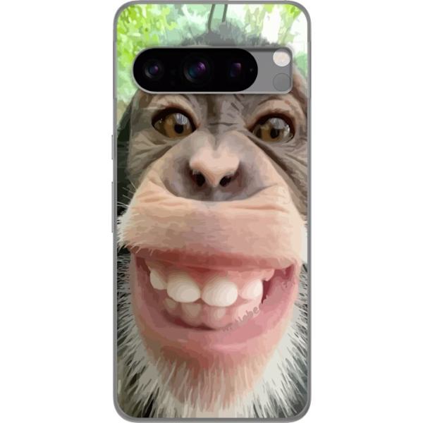 Google Pixel 8 Pro Läpinäkyvä kuori Simpanssi Selfie Rauhallinen Graafinen Suunnittelu Apinan Aihe Suosittu Urban Art Tyyli