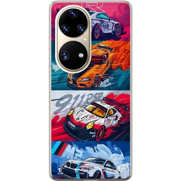 Huawei P50 Pro Läpinäkyvä kuori Nopeat Autot - Piirretty Ku