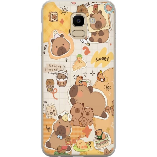 Samsung Galaxy J6 Gennemsigtig cover Kawaii capybara mobilskal med gulliga djurmotiv