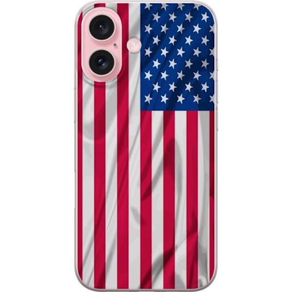 Apple iPhone 16 Genomskinligt Skal USA Flagga