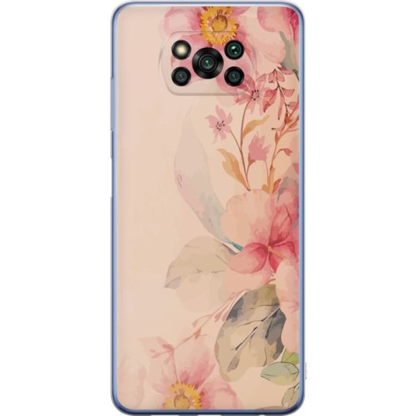 Xiaomi Poco X3 Pro Gennemsigtig cover Farverige Blomster