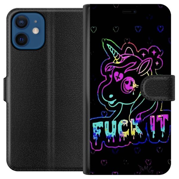 Apple iPhone 12 mini Lompakkokotelo Fuck it Unicorn