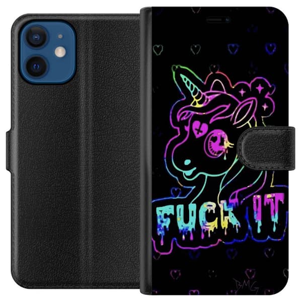 Kompatibel Tegnebogsetui til Apple iPhone 12 mini Fuck it Unicorn