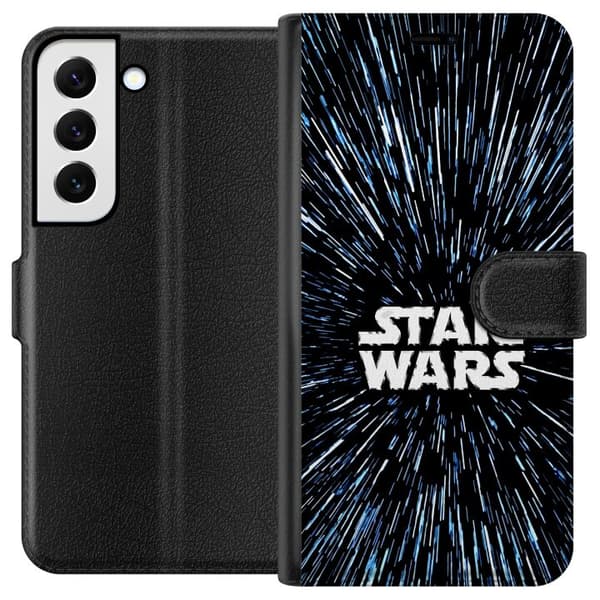 Kompatibel Tegnebogsetui til Samsung Galaxy S22+ 5G Star Wars-logo med hyperspace-stjerner i ikonisk sci-fi-design sort