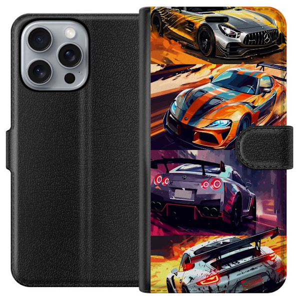 Apple iPhone 16 Pro Max Tegnebogsetui Rallyfeber - fartfyldt motiv med rallybiler