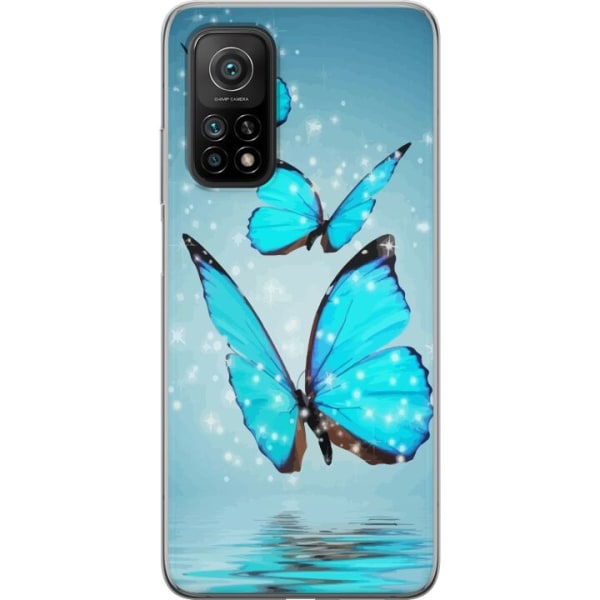Xiaomi Mi 10T 5G Genomskinligt Skal Glittrande Fjärilar