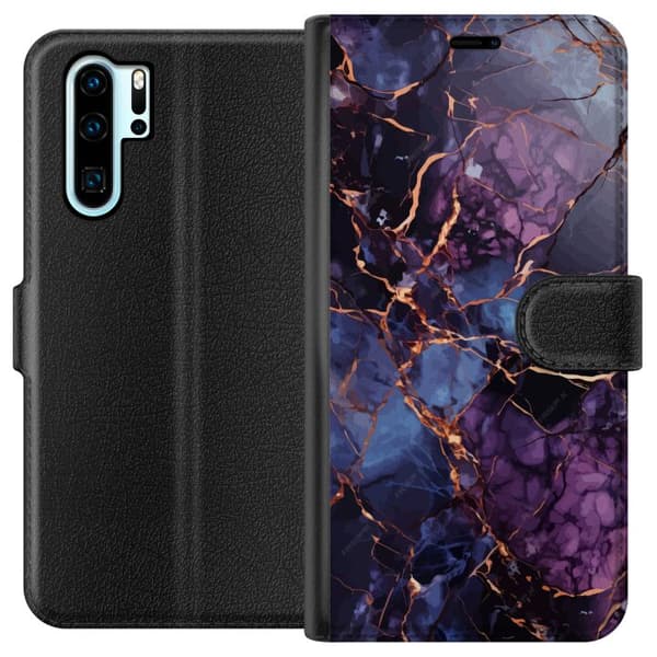 Kompatibelt Lommeboketui til Huawei P30 Pro Marmor Blå Lilla