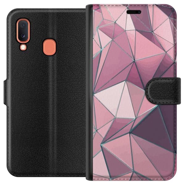 Kompatibelt Plånboksfodral till Samsung Galaxy A20e Rosa mönster
