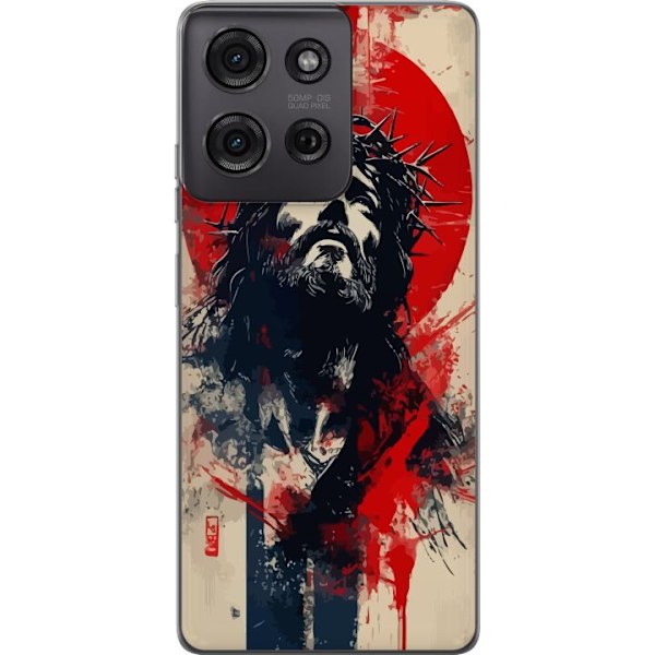 Motorola Moto G75 Gjennomsiktig deksel Jesus med kors - kriste