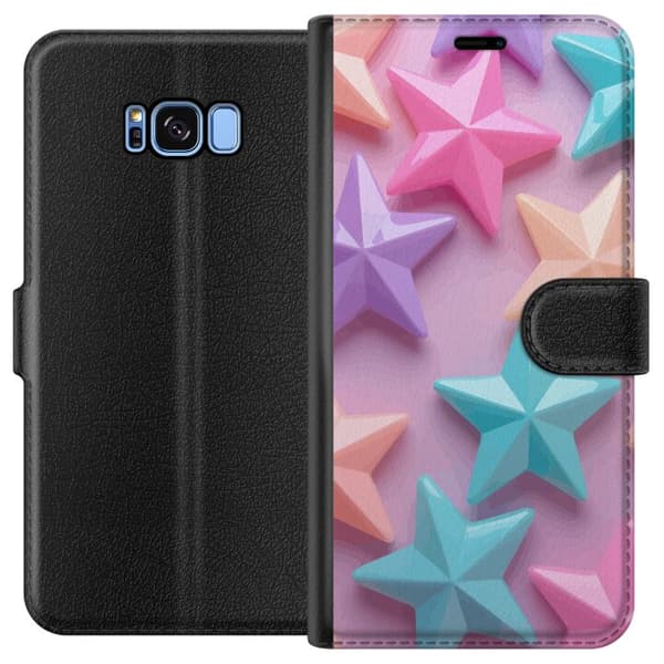 Kompatibel Tegnebogsetui til Samsung Galaxy S8 Pastelfarvede stjerner i blødt design