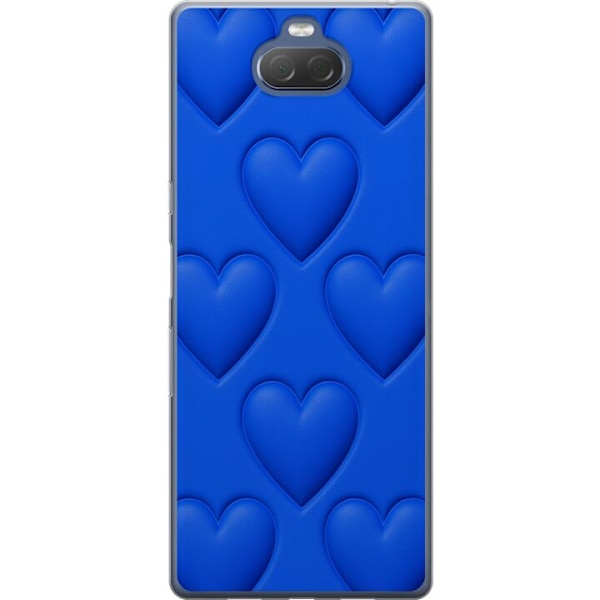 Sony Xperia 10 Plus Gennemsigtig cover Blå Hjerter