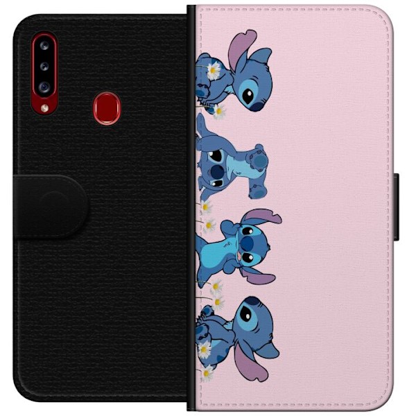 Samsung Galaxy A20s Tegnebogsetui  Stitch Grin & Leg – Perfe