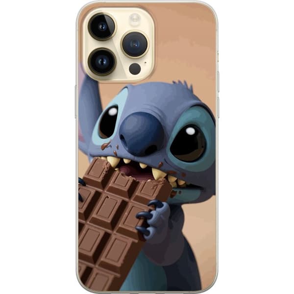 Kompatibelt Mobildeksel til Apple iPhone 15 Pro Max Søtt blått romvesen som spiser en stor sjokoladeplate blå