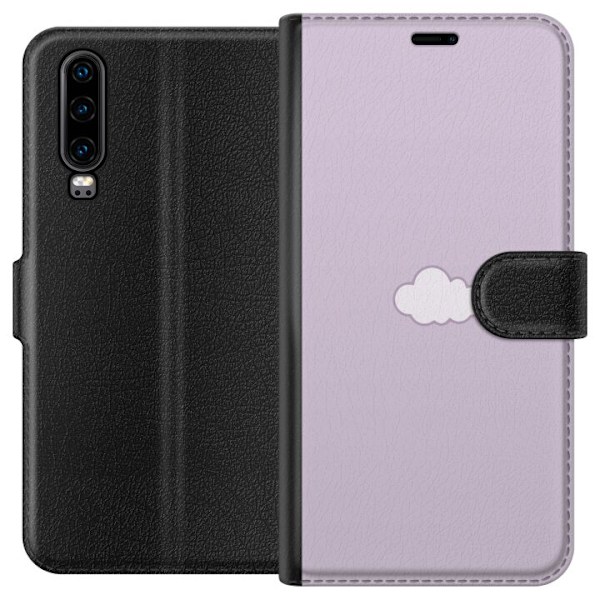 Huawei P30 Lompakkokotelo Lila Pilvi - minimalistinen pilvi lila taustalla