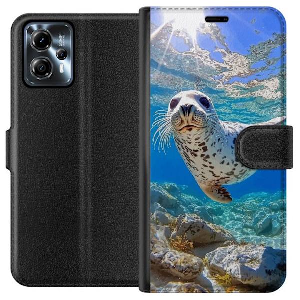 Motorola Moto G13 Lompakkokotelo Myynti Meri Uiminen Eläinaihe Luonto Vesimotiivi Sininen Suunnittelu Meriteema Suosittu Motiivi Villieläimet