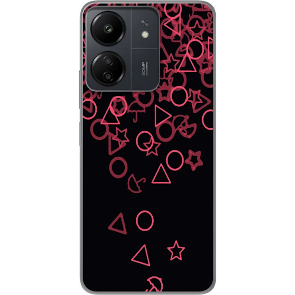 Xiaomi Redmi 13C Genomskinligt Skal Squid Game Ikoner Serie Design Populärt TV Spel Ikoner Grafiskt Motiv Asiatisk Trend Dramaserie