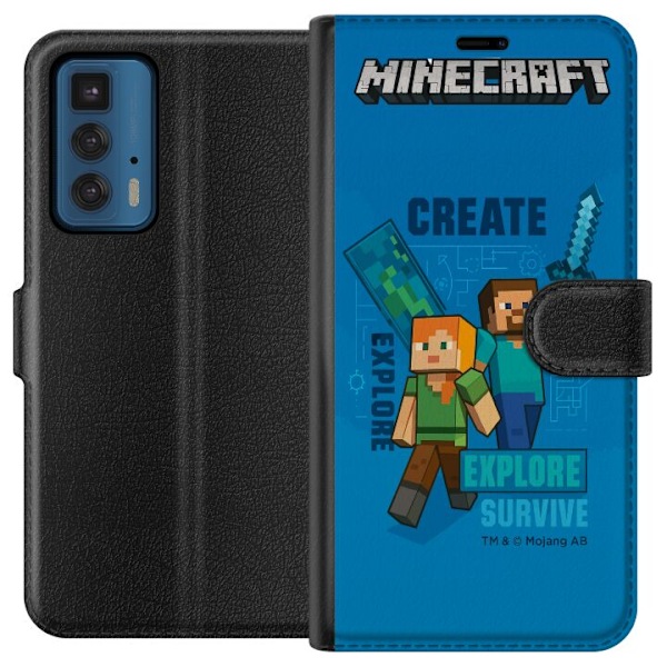 Motorola Edge 20 Pro Tegnebogsetui Minecraft Huler