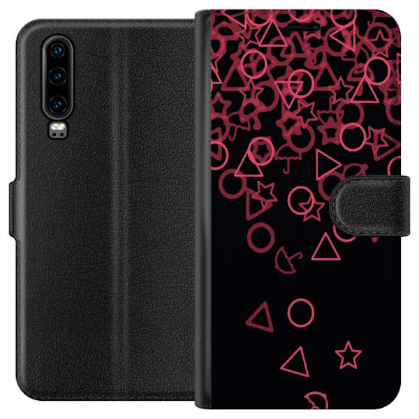 Huawei P30 Tegnebogsetui Squid Game Ikoner Serie Design Populært TV Spil Ikoner Grafisk Motiv Asiatisk Trend Dramaserie