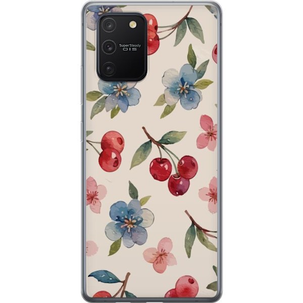 Samsung Galaxy S10 Lite Genomskinligt Skal Bär & Blommor – mönster med blå blommor och skogsbär