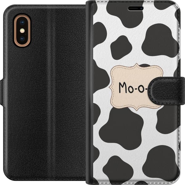 Kompatibel Tegnebogsetui til Apple iPhone XS Max Sort-hvide kofletter hvid