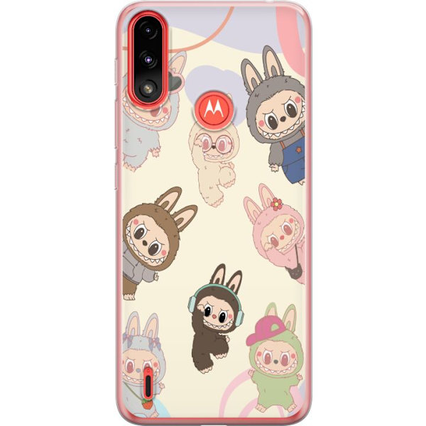 Motorola Moto E7 Power Läpinäkyvä kuori Labubu Pop Mart Kokoelma Motiivi Figuuri Kokoelma Suunnittelu Suosittu Taidelelu Pop Mart Luova Graafinen