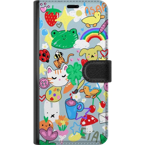 Kompatibel Tegnebogsetui til Apple iPhone 12 mini Legende børneillustration med dyr, regnbuer og hjerter