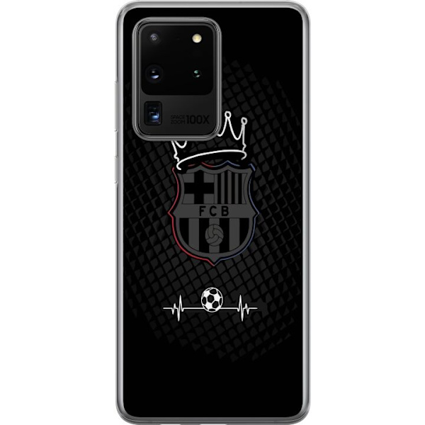 Samsung Galaxy S20 Ultra Genomskinligt Skal FC Barcelona Emblem Fotboll Motiv Blå Röd Klubbmärke Katalonien La Liga Fans Populärt Ikoniskt