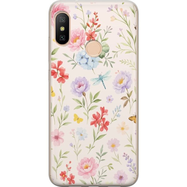 Xiaomi Redmi 6 Pro Läpinäkyvä kuori Kukat