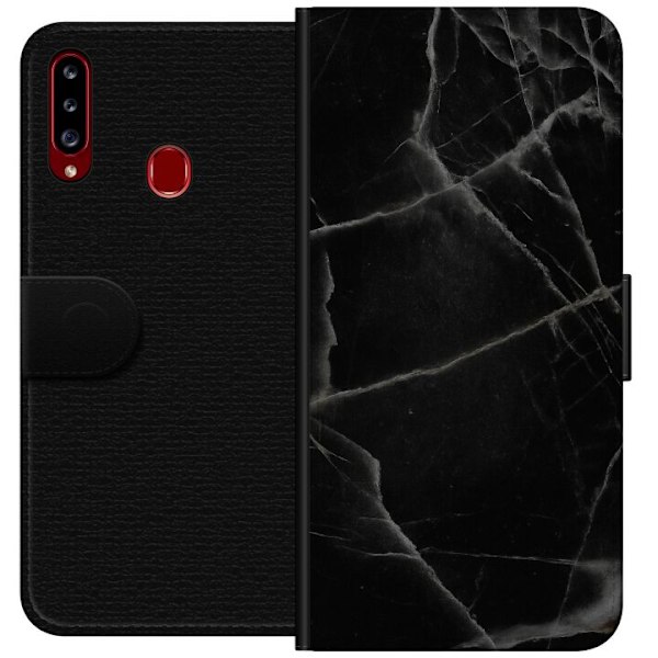 Samsung Galaxy A20s Lompakkokotelo Musta marmori