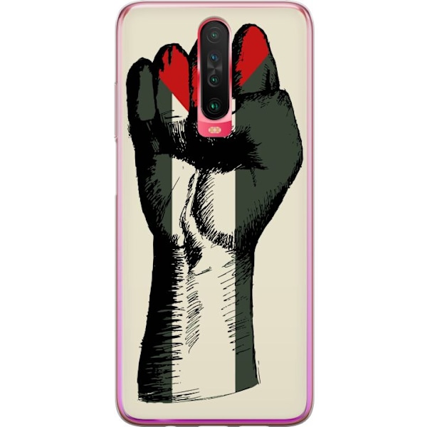 Xiaomi Redmi K30 Genomskinligt Skal Hand knuten i Palestinas färger – kraftfull symbol för frihetsrörelsen