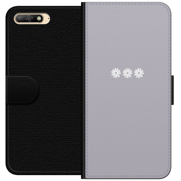 Huawei Y6 (2018) Lompakkokotelo Lila Blomminimalismi - tyylikäs kukkakuva lila taustalla