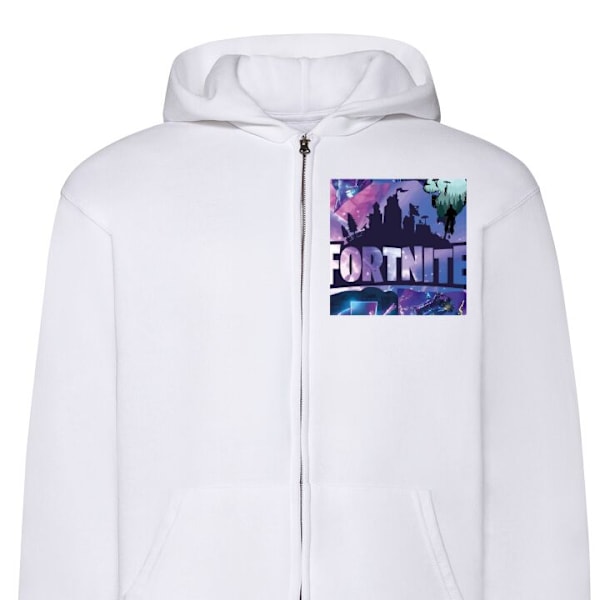 Zip-Hoodie | Huvtröja med Dragkedja för Vuxna Fortnite vit S