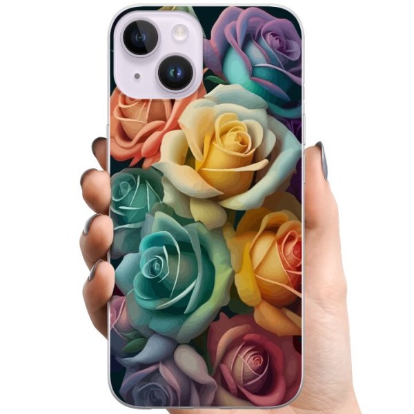 Apple iPhone 15 Plus TPU Mobilskal Färgglada rosor