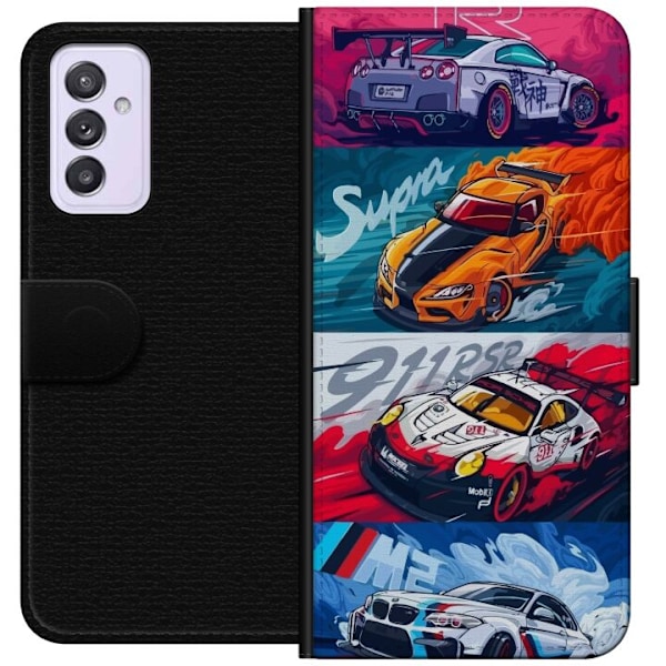 Samsung Galaxy A82 5G Lompakkokotelo Nopeat Autot - Piirretty Kuvio Toiminnalla