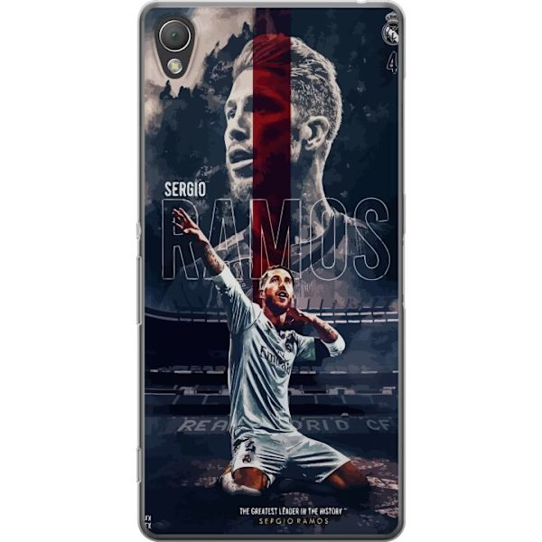 Sony Xperia Z3 Läpinäkyvä kuori Ramos Jalkapallolegenda Motiivi Pelaaja Real Madrid Espanja Takaisin Ikoni Nimi Jalkapallotähti Urheilu