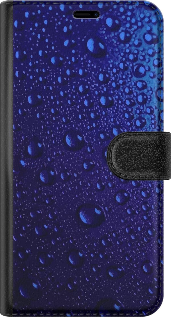 Kompatibel Tegnebogsetui til Apple iPhone XR Abstrakt nærbillede med blå vanddråber mod mørkeblå baggrund blå