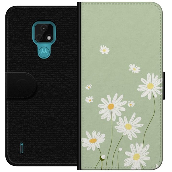 Motorola Moto E7 Tegnebogsetui Præstekraver - blomstret mønster i svensk sommerstil