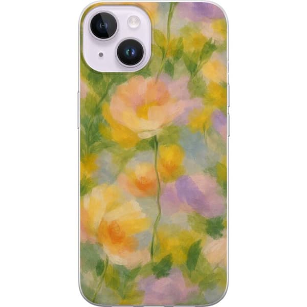 Kompatibelt Mobildeksel til Apple iPhone 14 Solvarme blomster i håndmalt romantisk stil