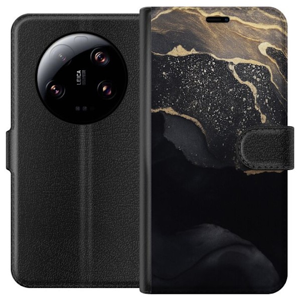 Xiaomi 13 Ultra Lompakkokotelo Musta kulta abstrakti