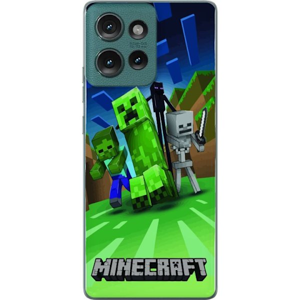 Motorola Edge 50 Läpinäkyvä kuori Minecraft Creeper mobilskal i klassisk grön pixelstil