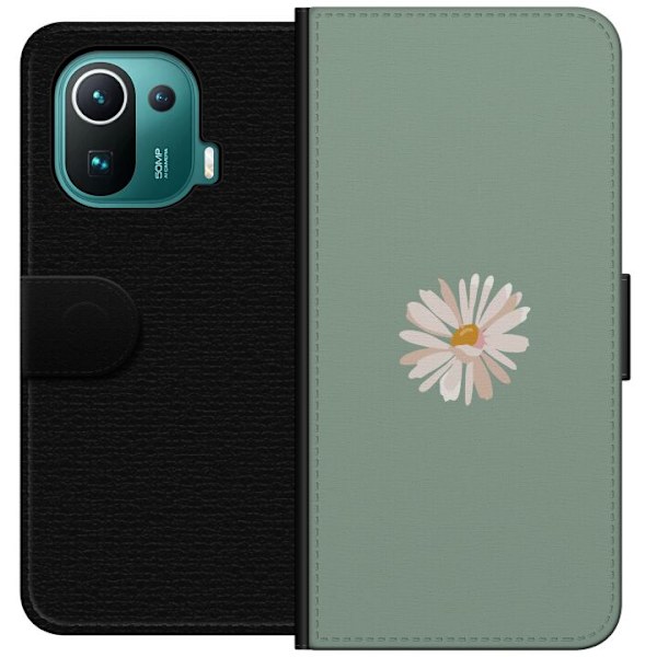 Xiaomi Mi 11 Pro Plånboksfodral Grön Minimalblomma – stilr
