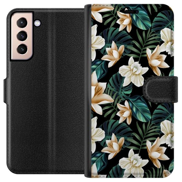 Kompatibelt Plånboksfodral till Samsung Galaxy S21 Blommor