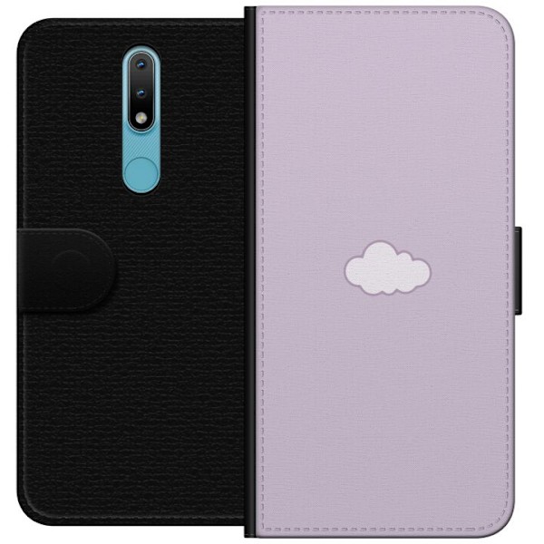 Nokia 2.4 Lompakkokotelo Lila Pilvi - minimalistinen pilvi lila taustalla