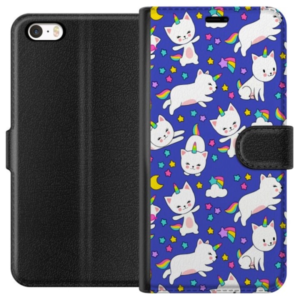 Apple iPhone 5 Plånboksfodral Katt enhörningar