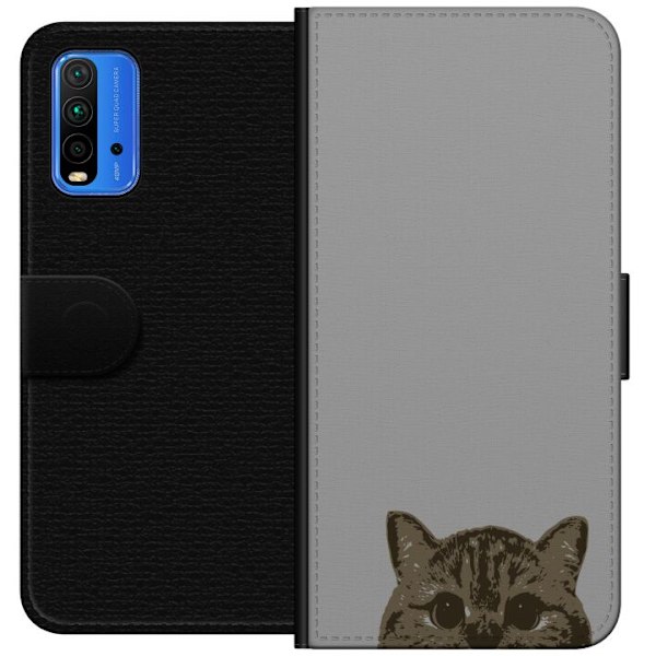 Xiaomi Redmi Note 9 4G Tegnebogsetui Grå Katteblik - stilfuld
