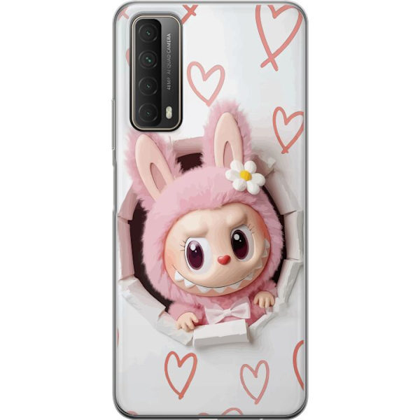 Huawei P smart 2021 Gennemsigtig cover Labubu Hjerte Baggrund Pop Mart Kærlighed Tema Karakter Design Populært Motiv Samlerfigur Kunst Legetøj Seri