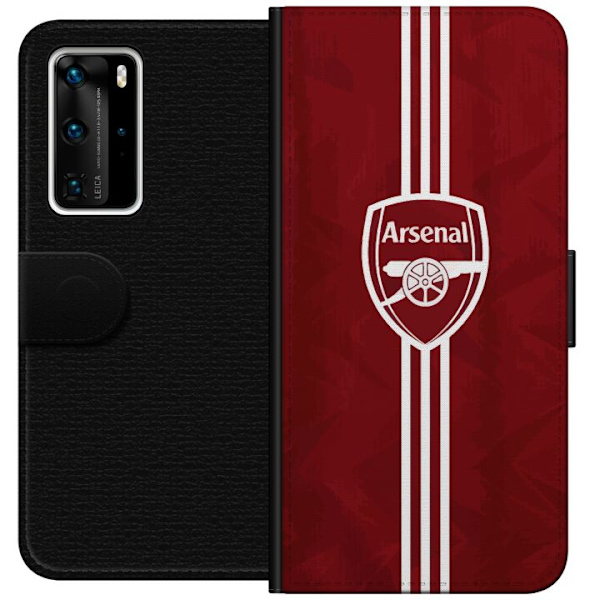 Huawei P40 Pro Lompakkokotelo Arsenal Emblem Jalkapallo Premier League Seuravaakuna Punainen Valkoinen Ikoninen Fanit Lontoo Urheilu Motiivi